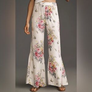NWT! By Anthropologie Floral Lace Silky Flare Pants - Multiple⏰